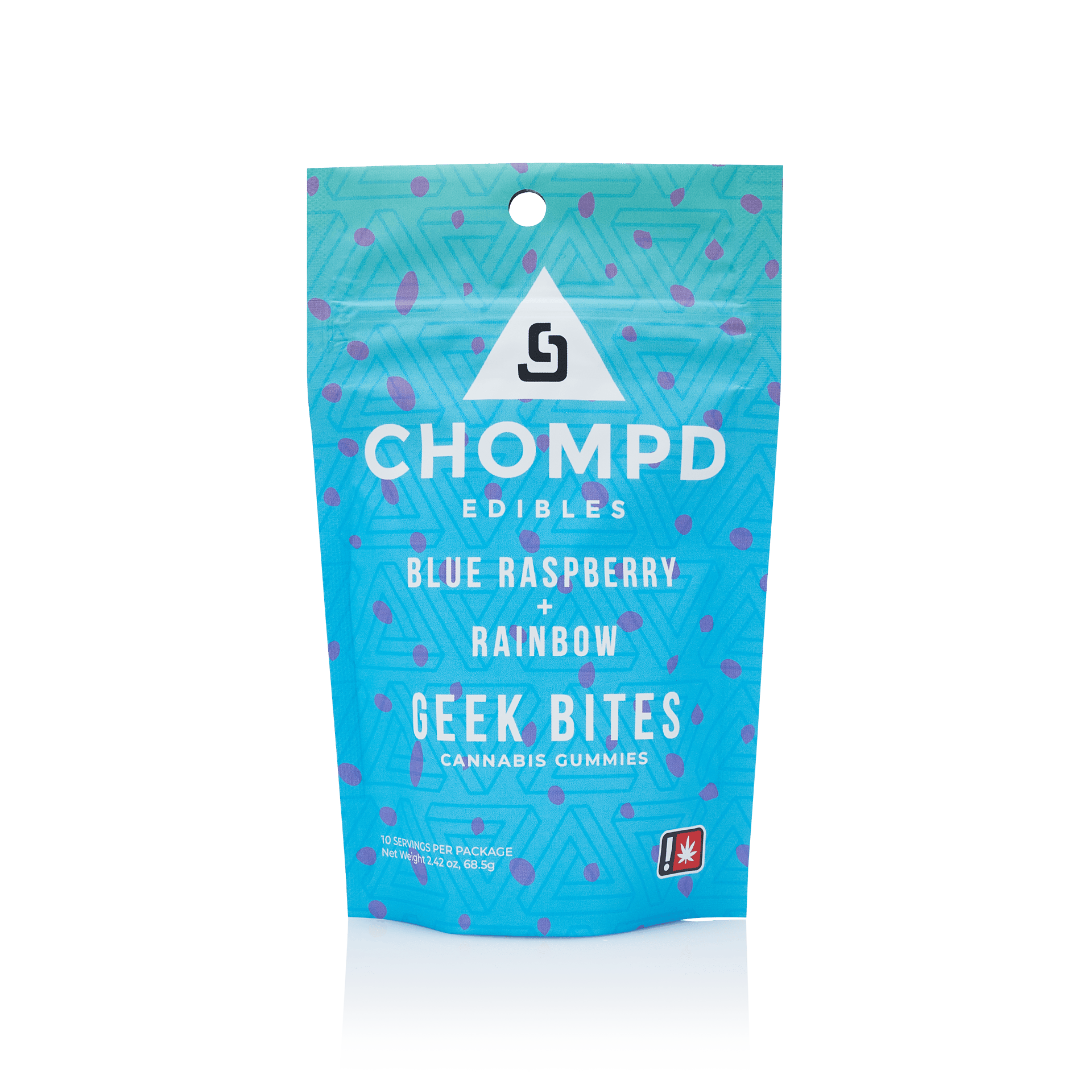 BLUE RAZ & GEEK BITES GUMMY -10PK - 100MG - CHOMPD