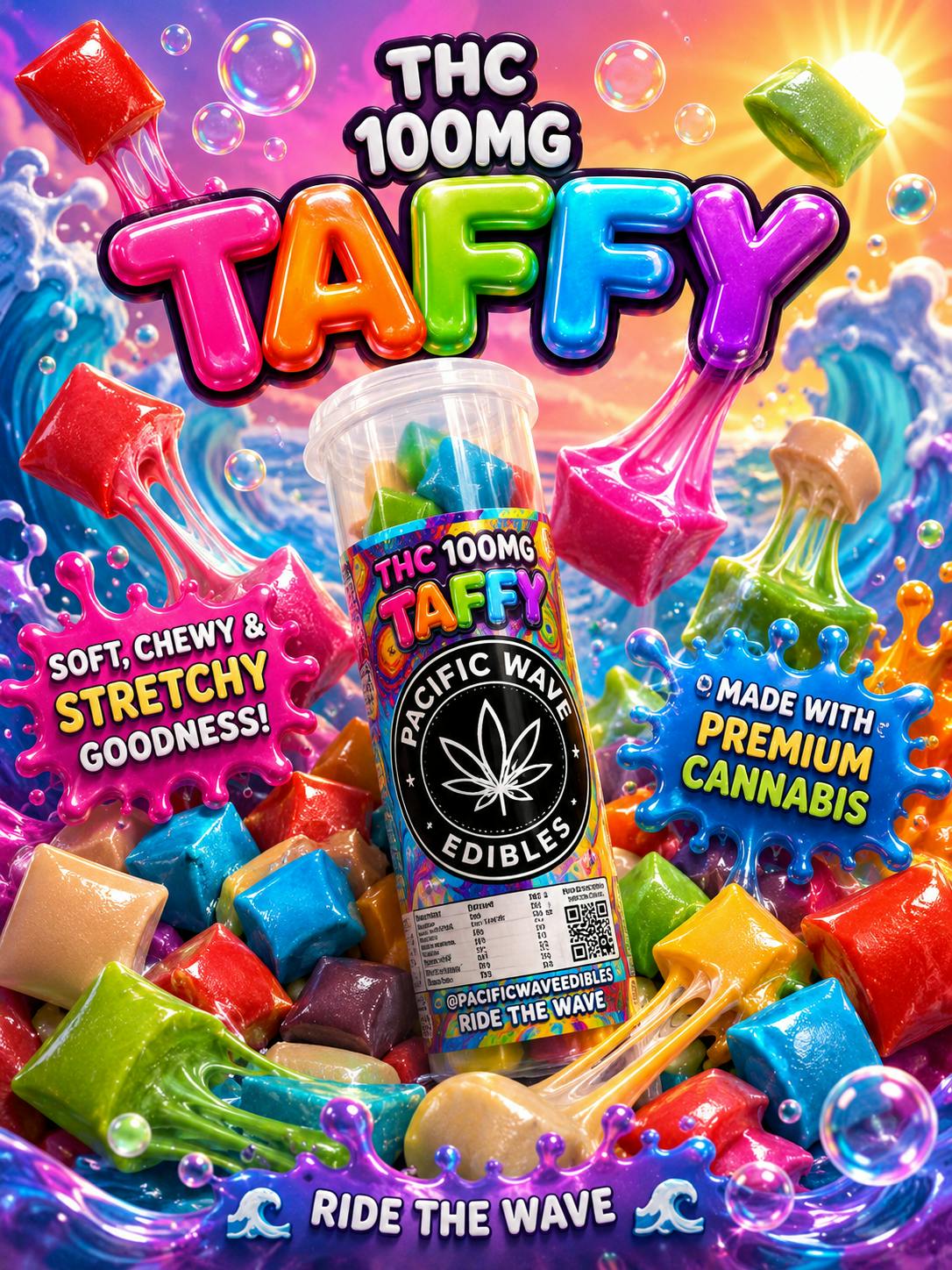 Grape| 10pc Taffy 100MG| Pacific Wave