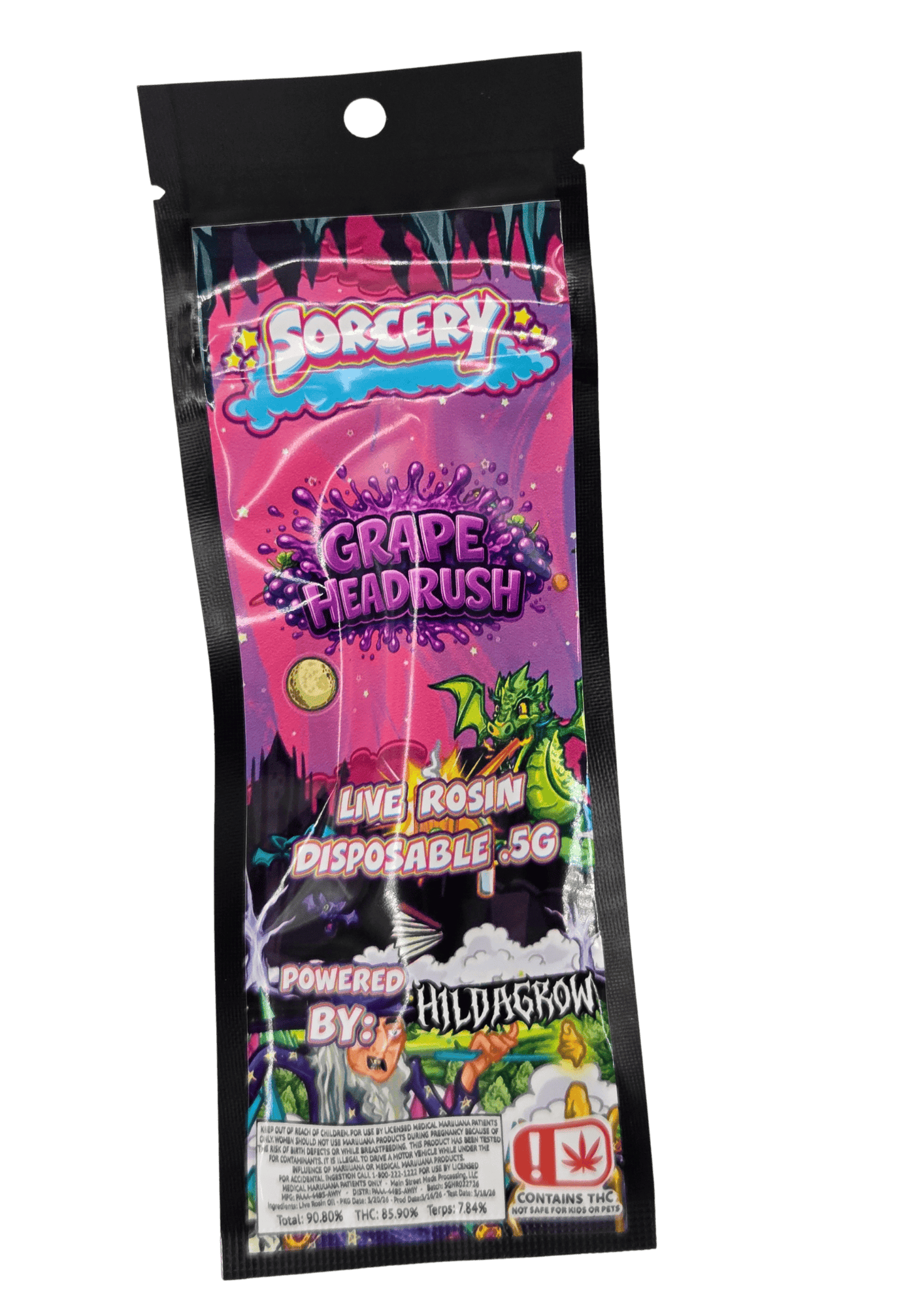 Sorcery Solventless | Grape Headrush | 0.5g Disposable Live Hash Rosin