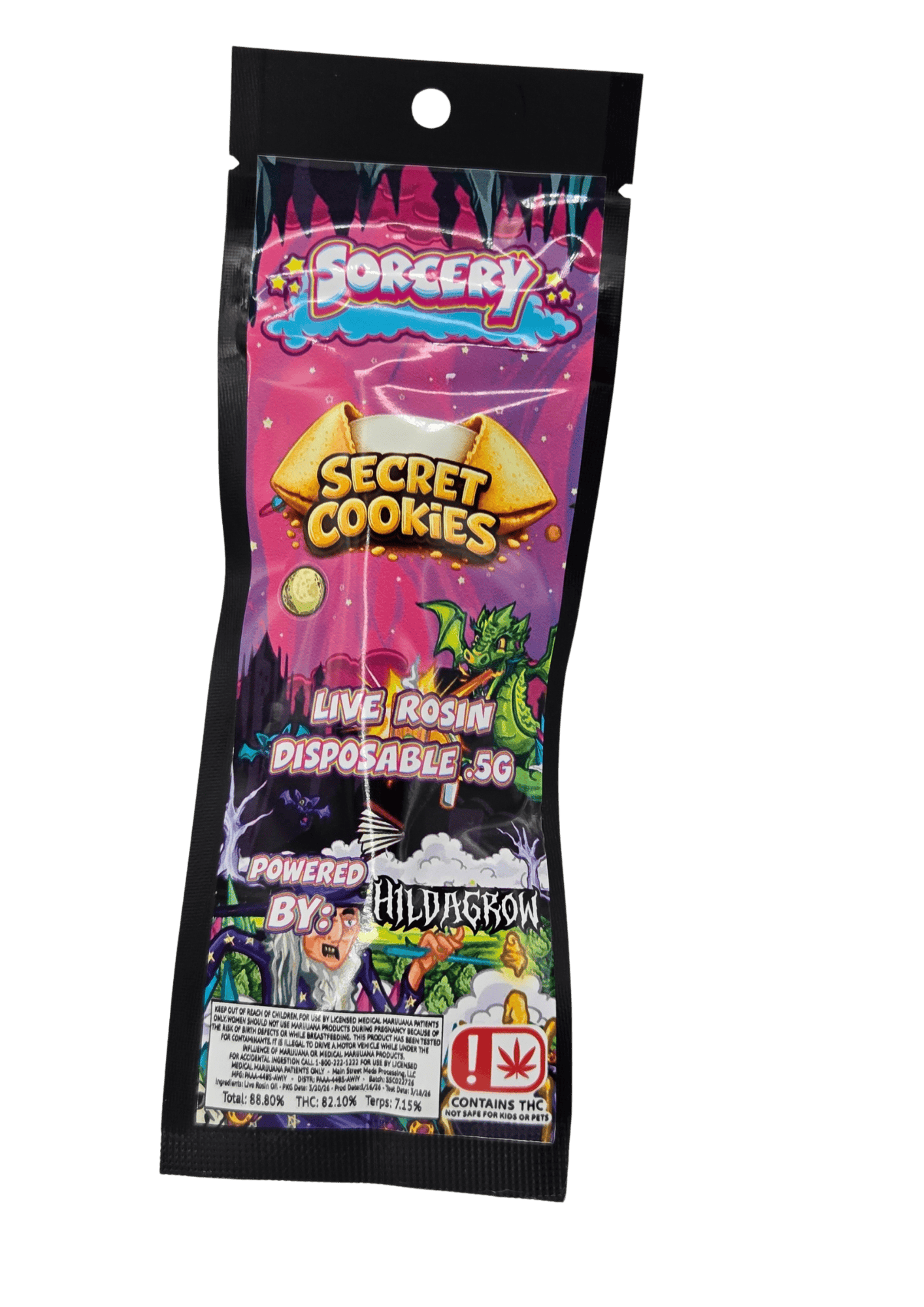 Sorcery Solventless | Secret Cookies | 0.5g Disposable Live Hash Rosin