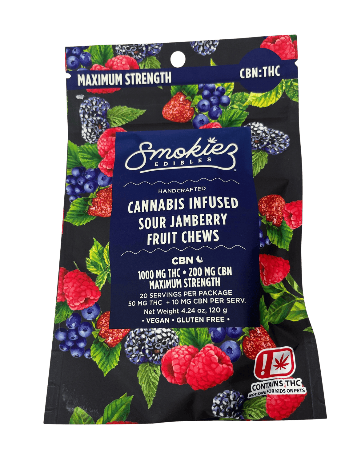 Smokiez | Sour Jamberry THC:CBN 5:1 Fruit Chews | 1000mg
