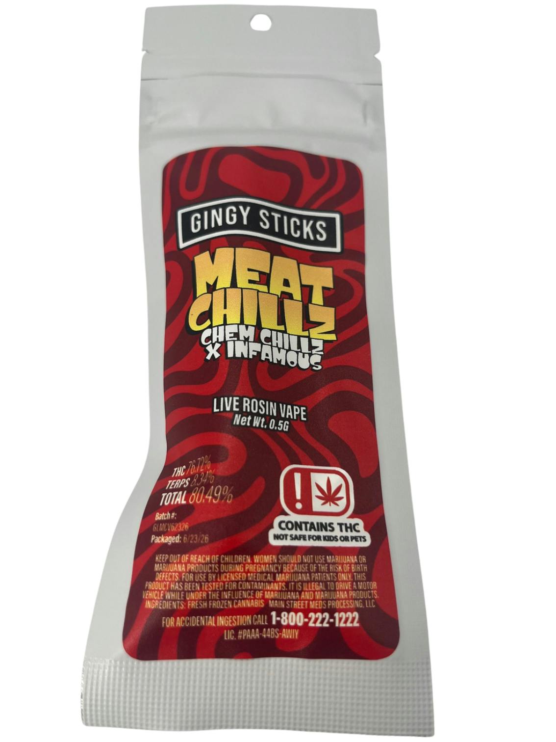 Ginger Larf | Meat Chillz | 73u 0.5g Rosin Vape
