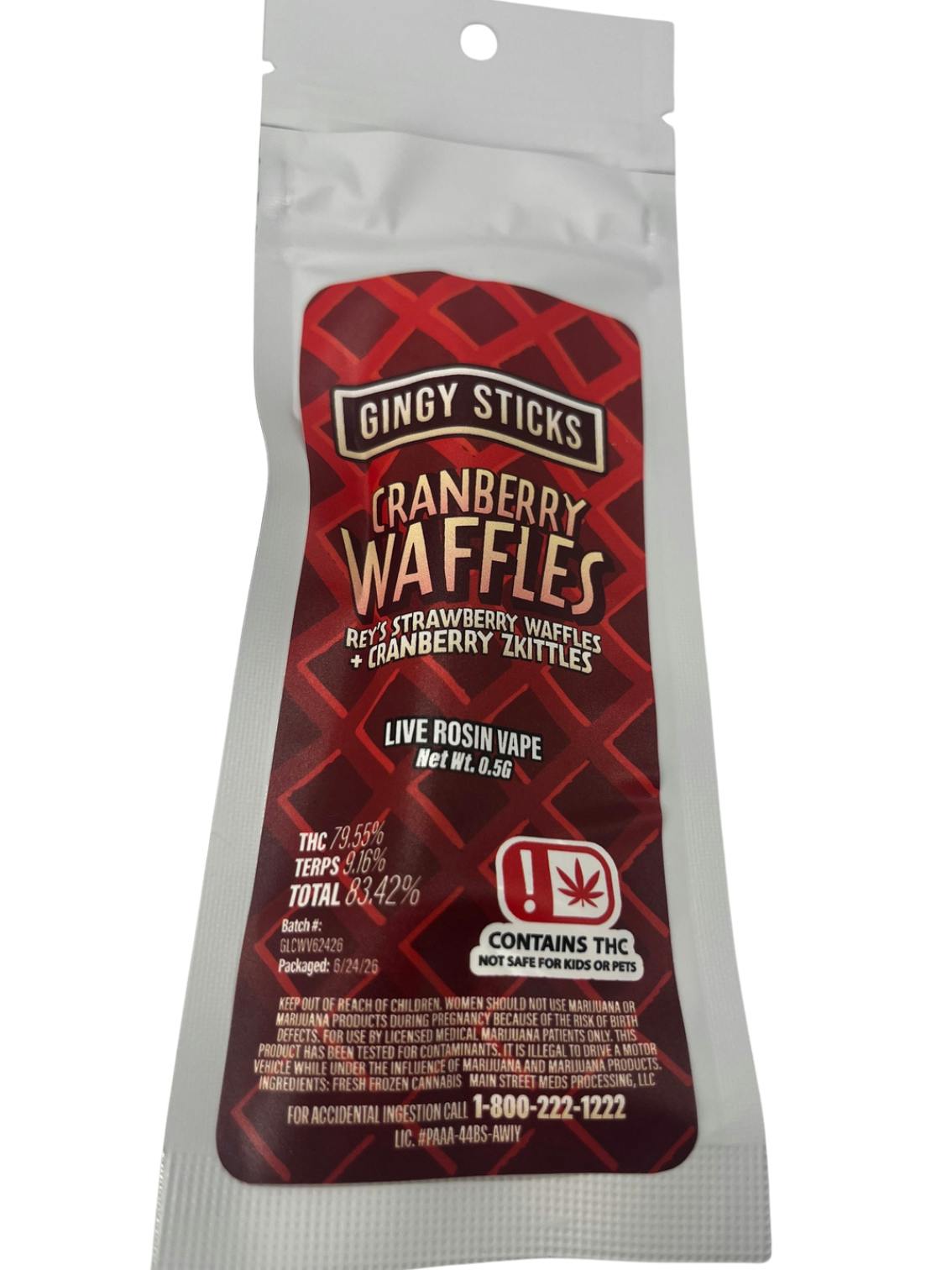Ginger Larf | Cranberry Waffles | 73u Rosin 0.5g Vape