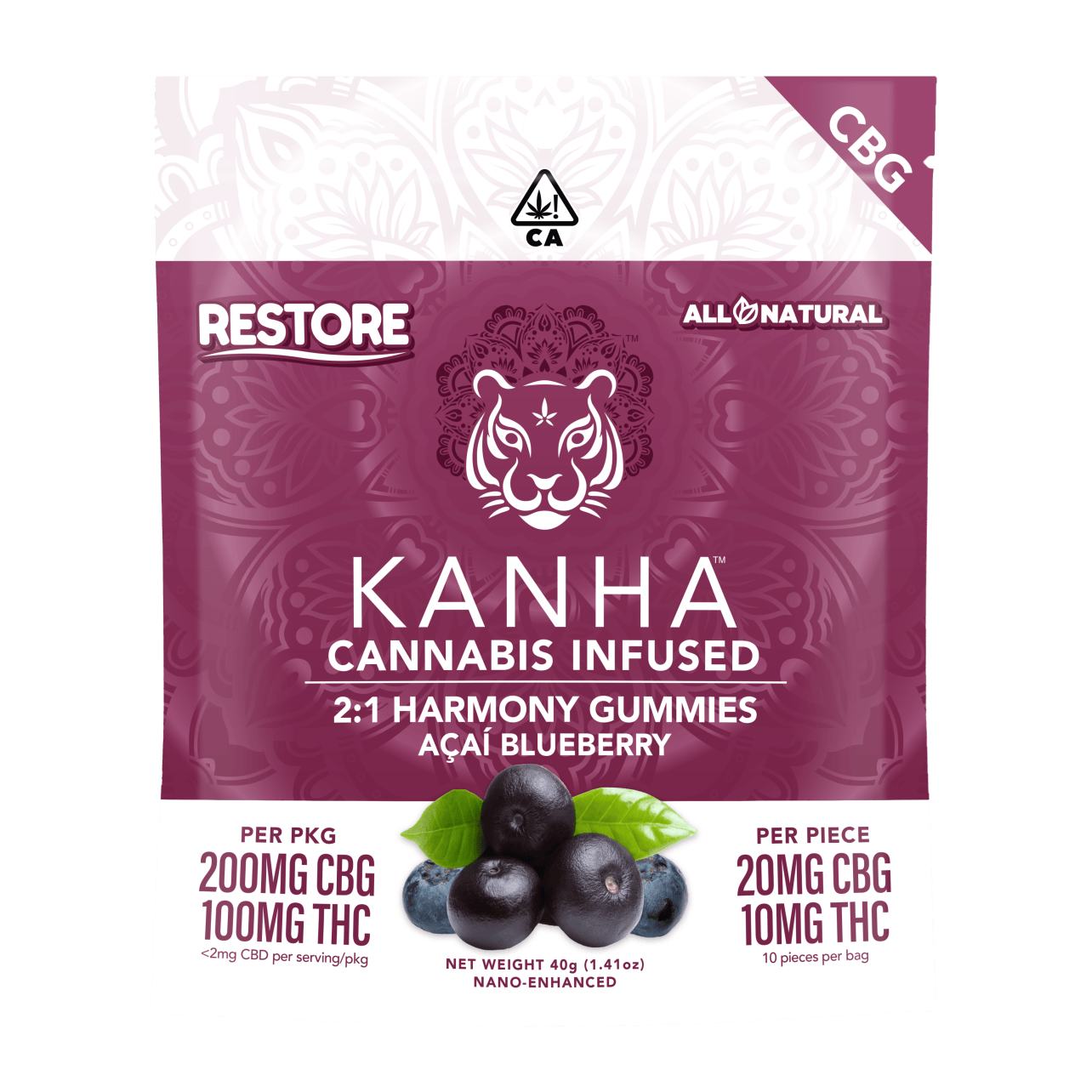 Kanha - Acai Blueberry - CBG Harmony - Nano Gummy - 10 Pack - 100mg