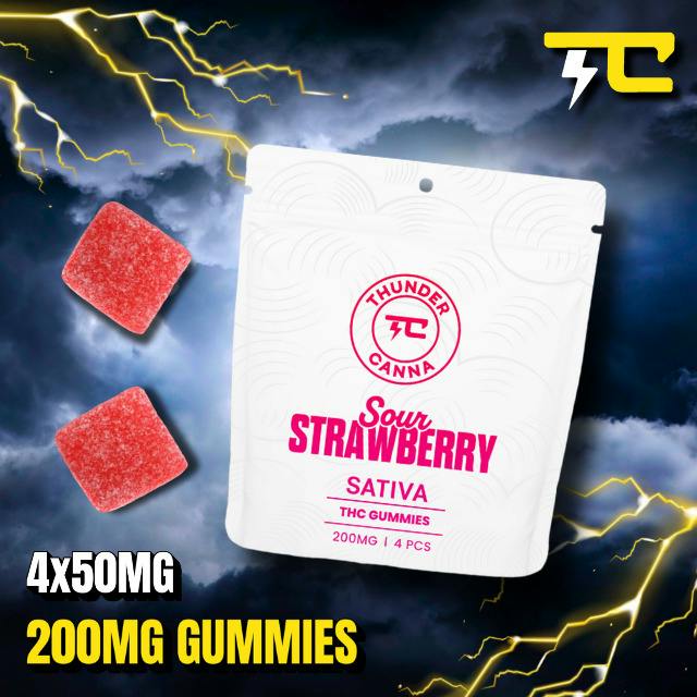 Thunder Canna - Strong Strawberry - 200mg Gummies (4x50mg) at Nirvana Cannabis - Kalamazoo