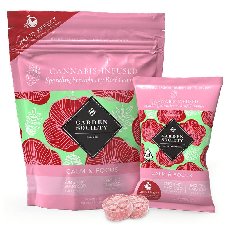 GARDEN SOCIETY CBD: Calm & Focus Sparkling Strawberry Rose /