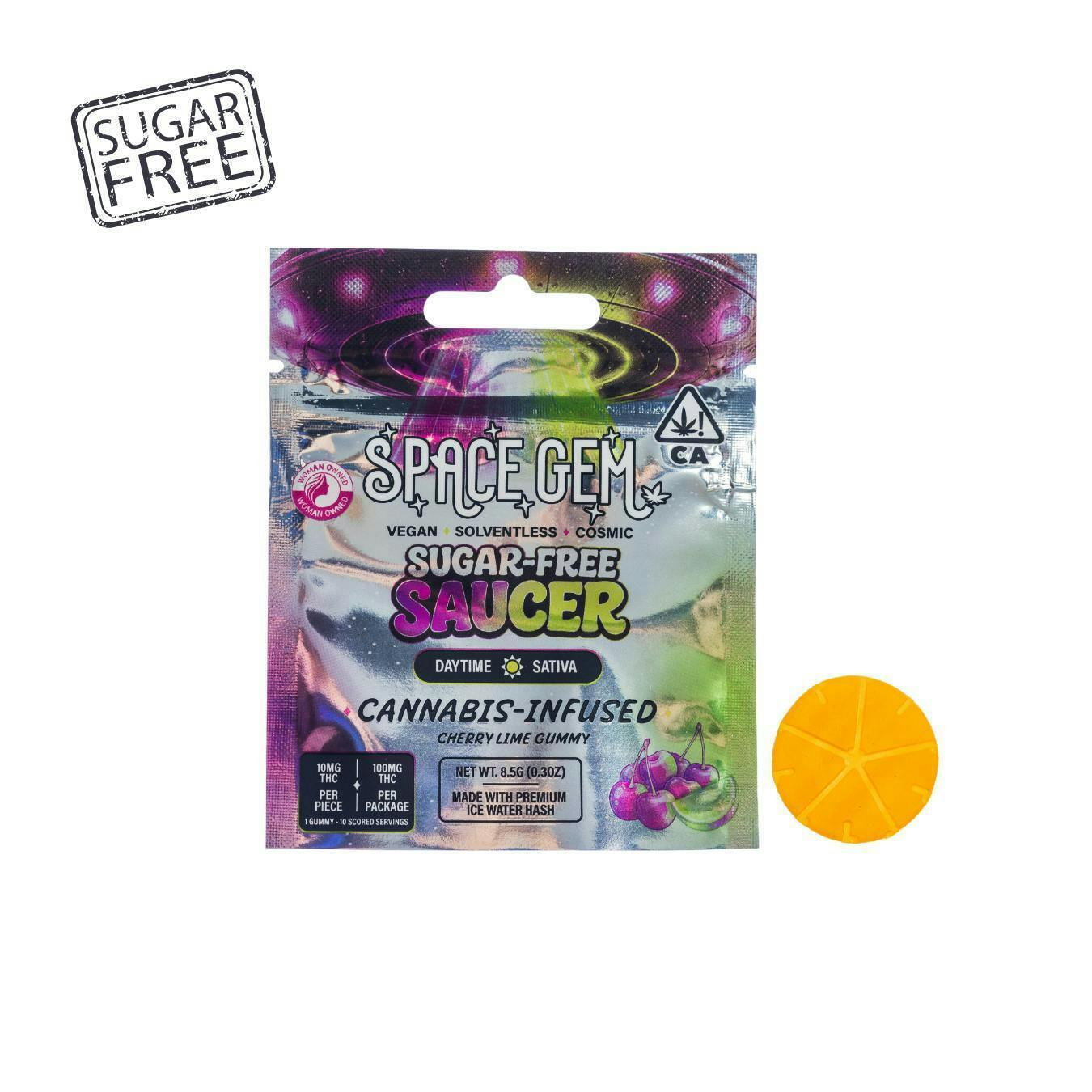 Space Gem Cherry Lime Saucer Sugar Free 100mg