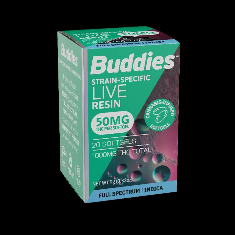 Buddies Hybrid Live Resin Soft Gel 25mg Capsules