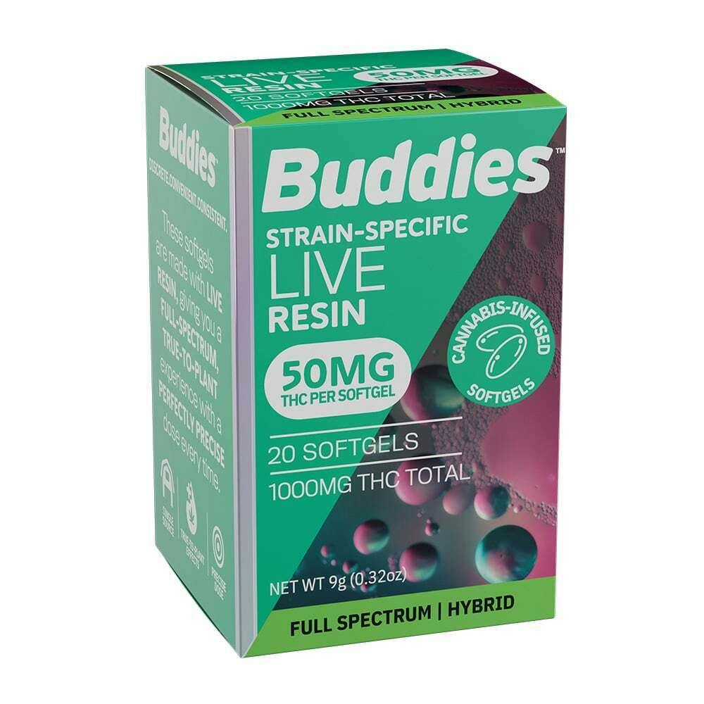 Buddies Sativa Live Resin Soft Gel 25mg Capsules