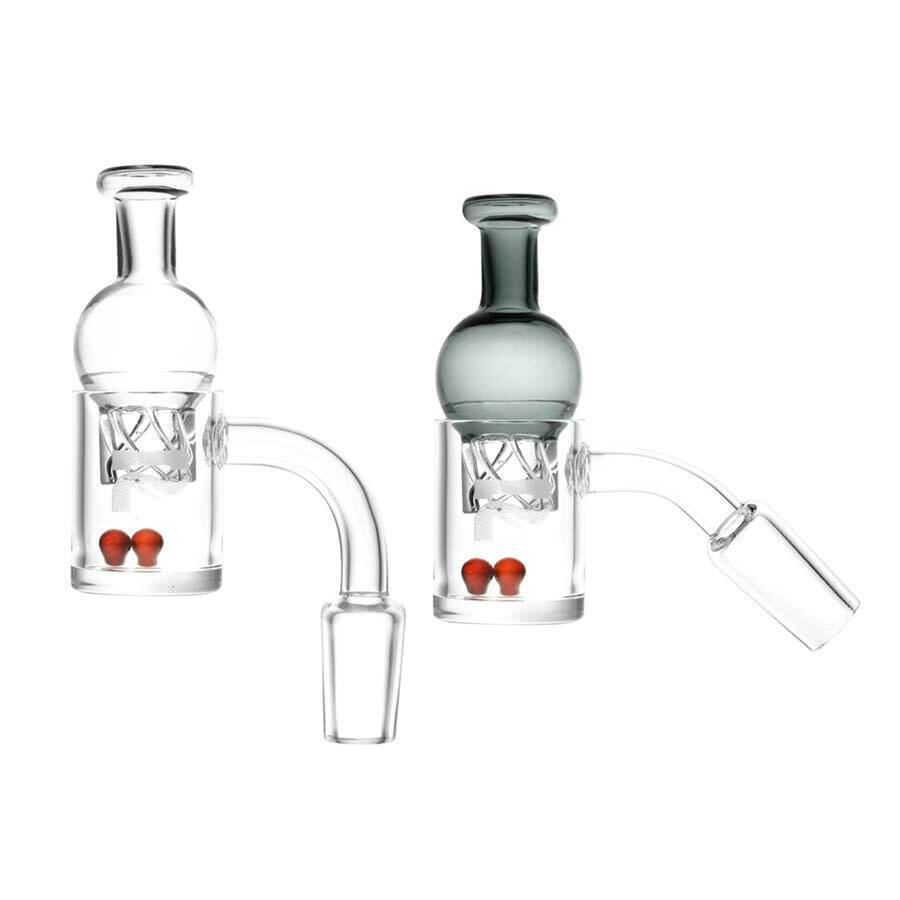 14MM 45 DEGREE QUARTZ BANGER AN HELIX CARB CAP