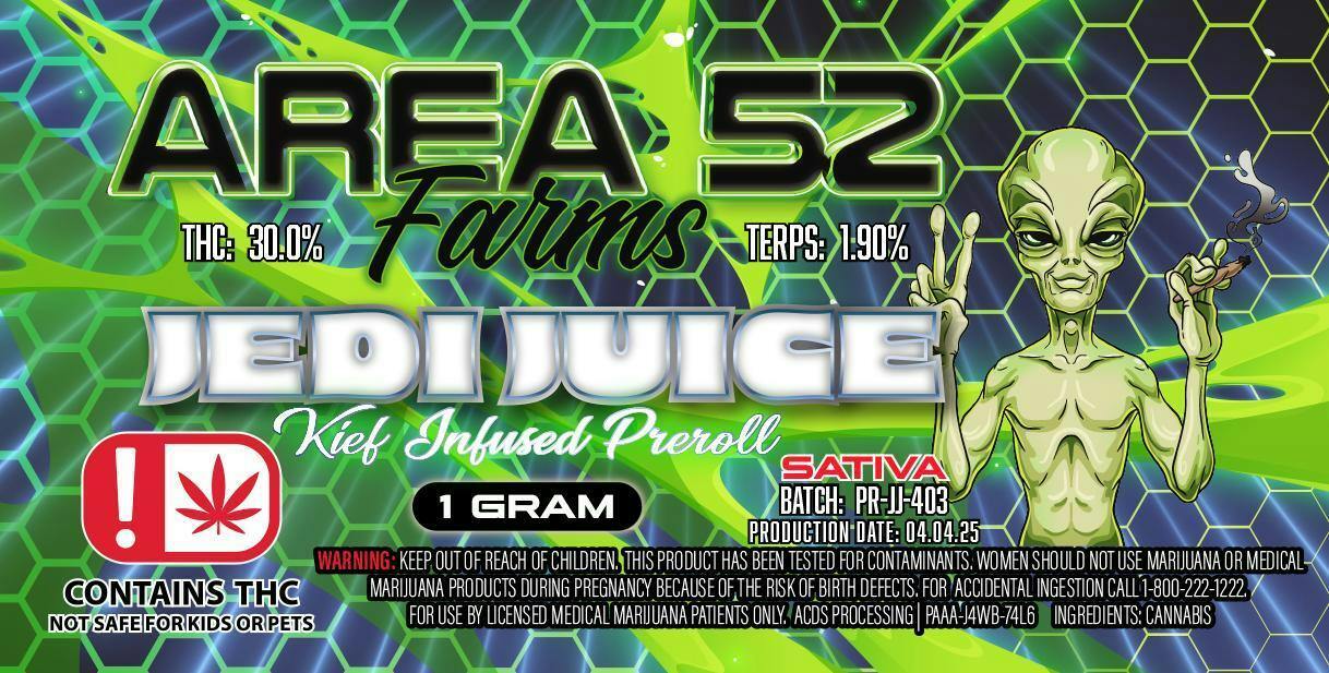 Area 52 Jedi Juice Kief Infused Preroll