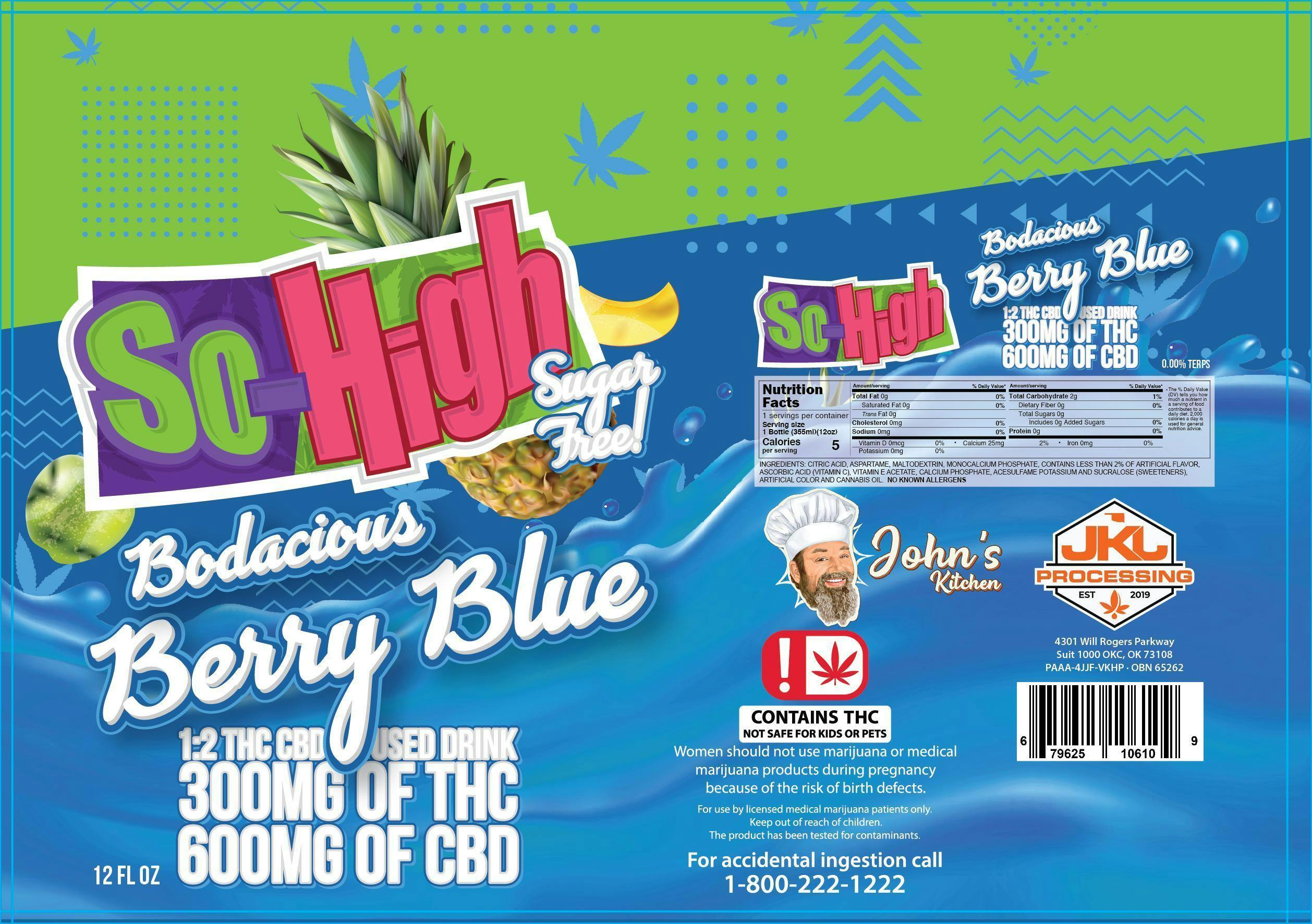 So-High Berry Blue Beverage 1:2 THC:CBD