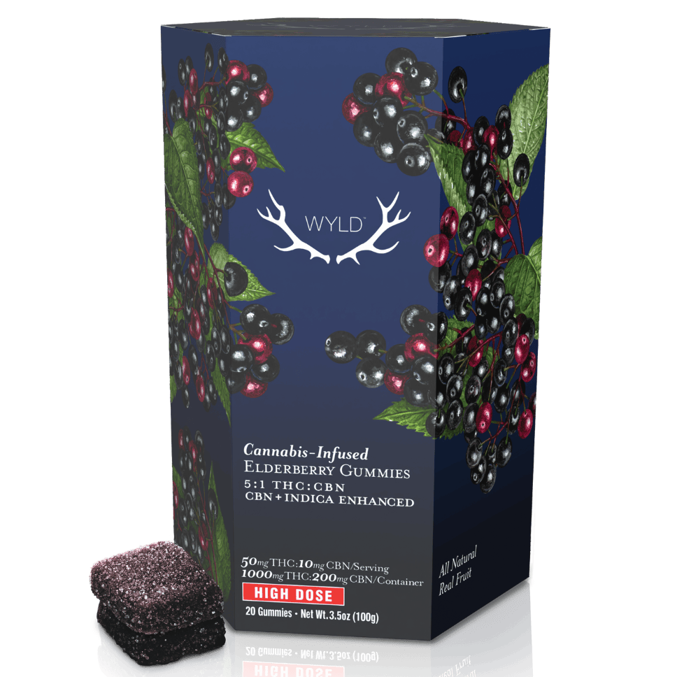 WYLD Elderberry Gummies 2:1 THC:CBN 1000mg: