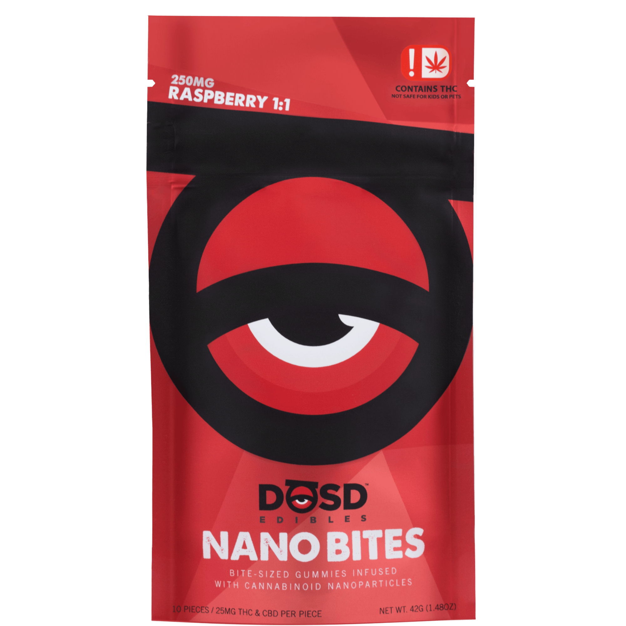 DOSD Red Raspberry 1:1 Sativa Gummies