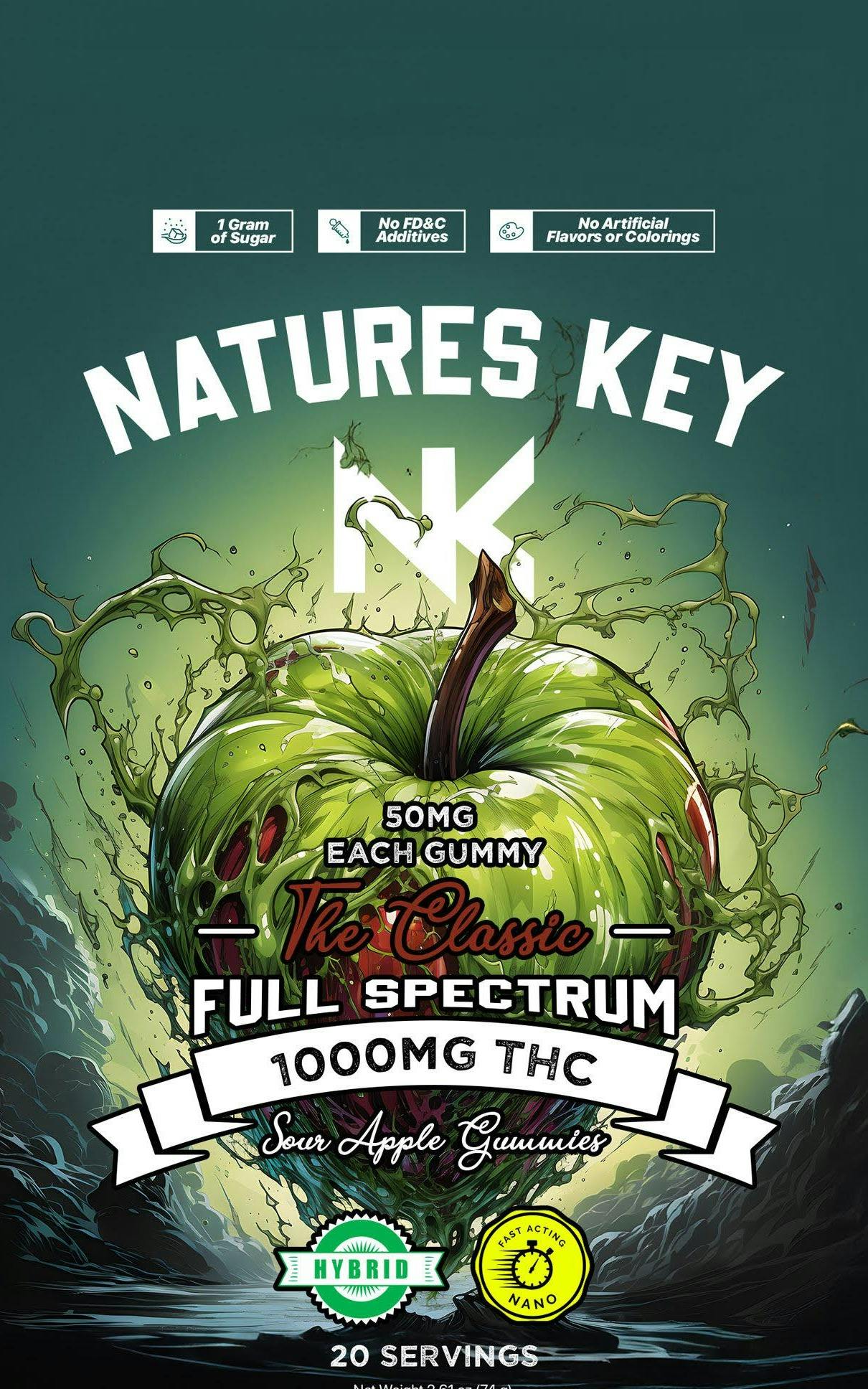 Nature's Key Sour Green Apple Gummies
