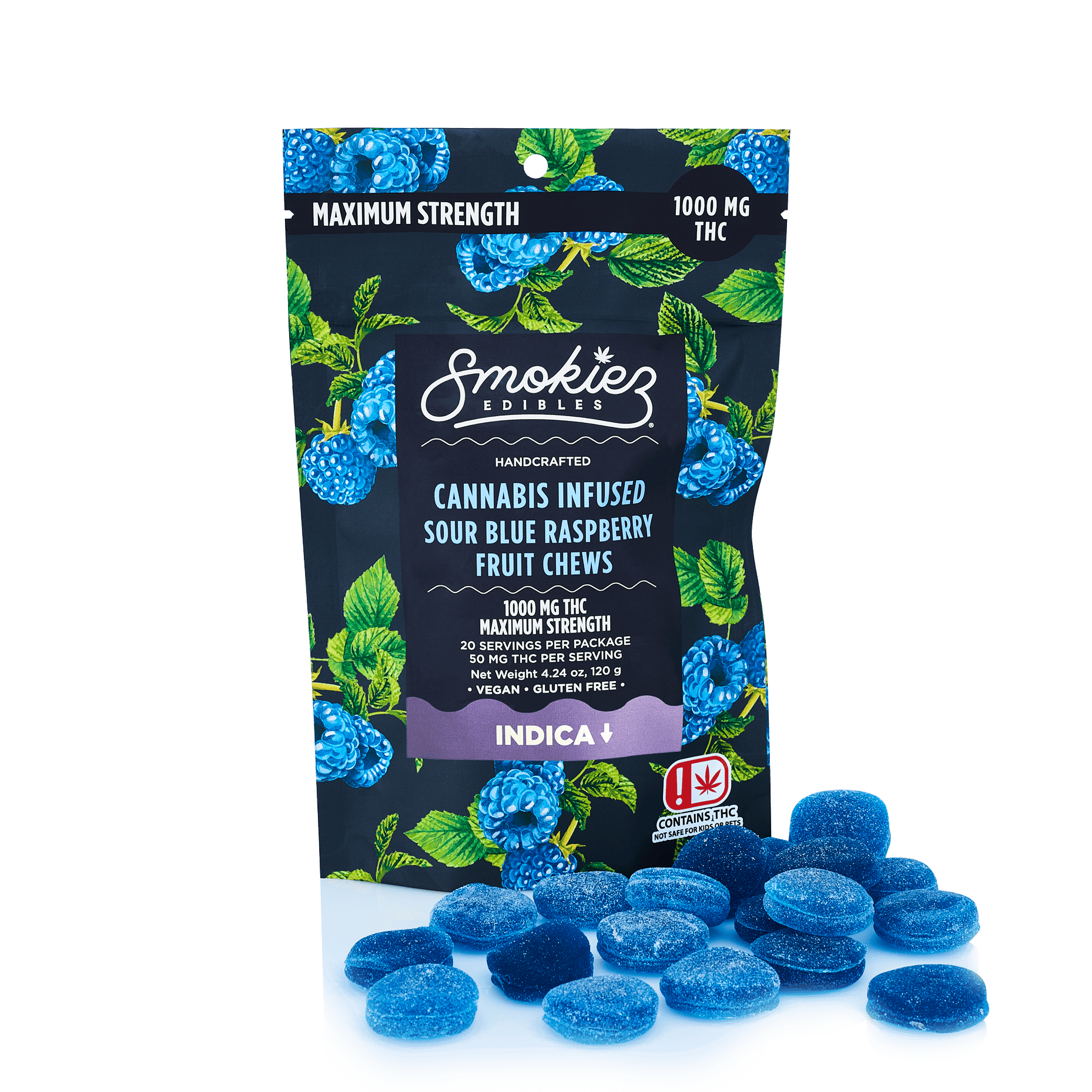 Smokiez Sour Blue Raspberry Indica Gummies