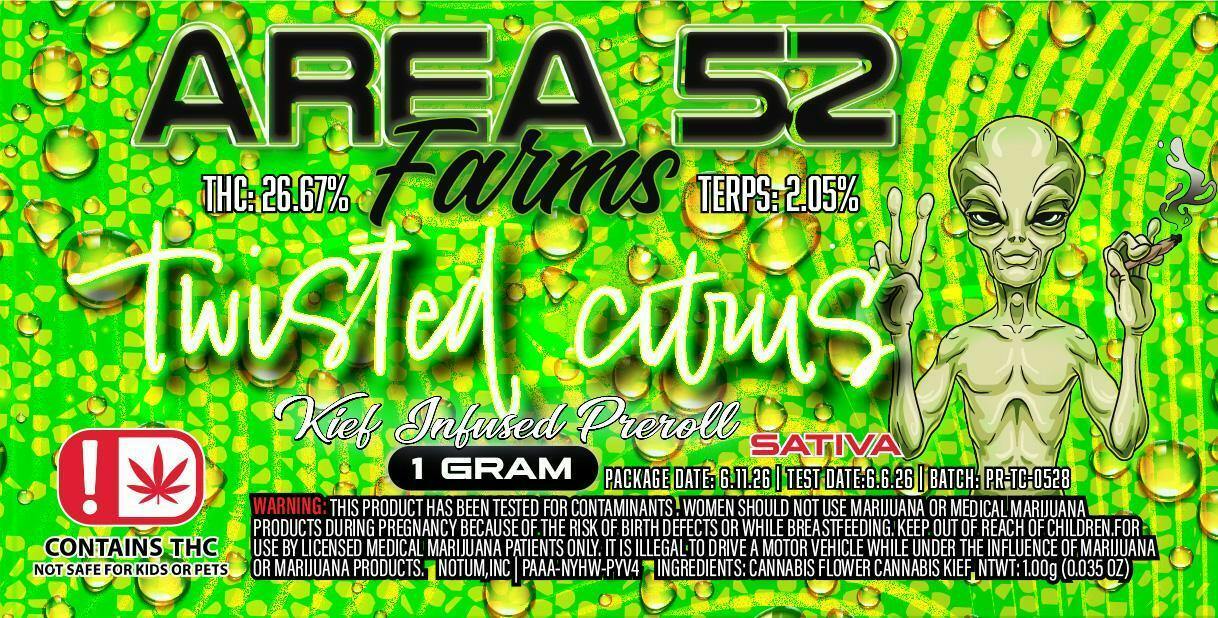 Area 52 Twisted Citrus Kief Infused Preroll