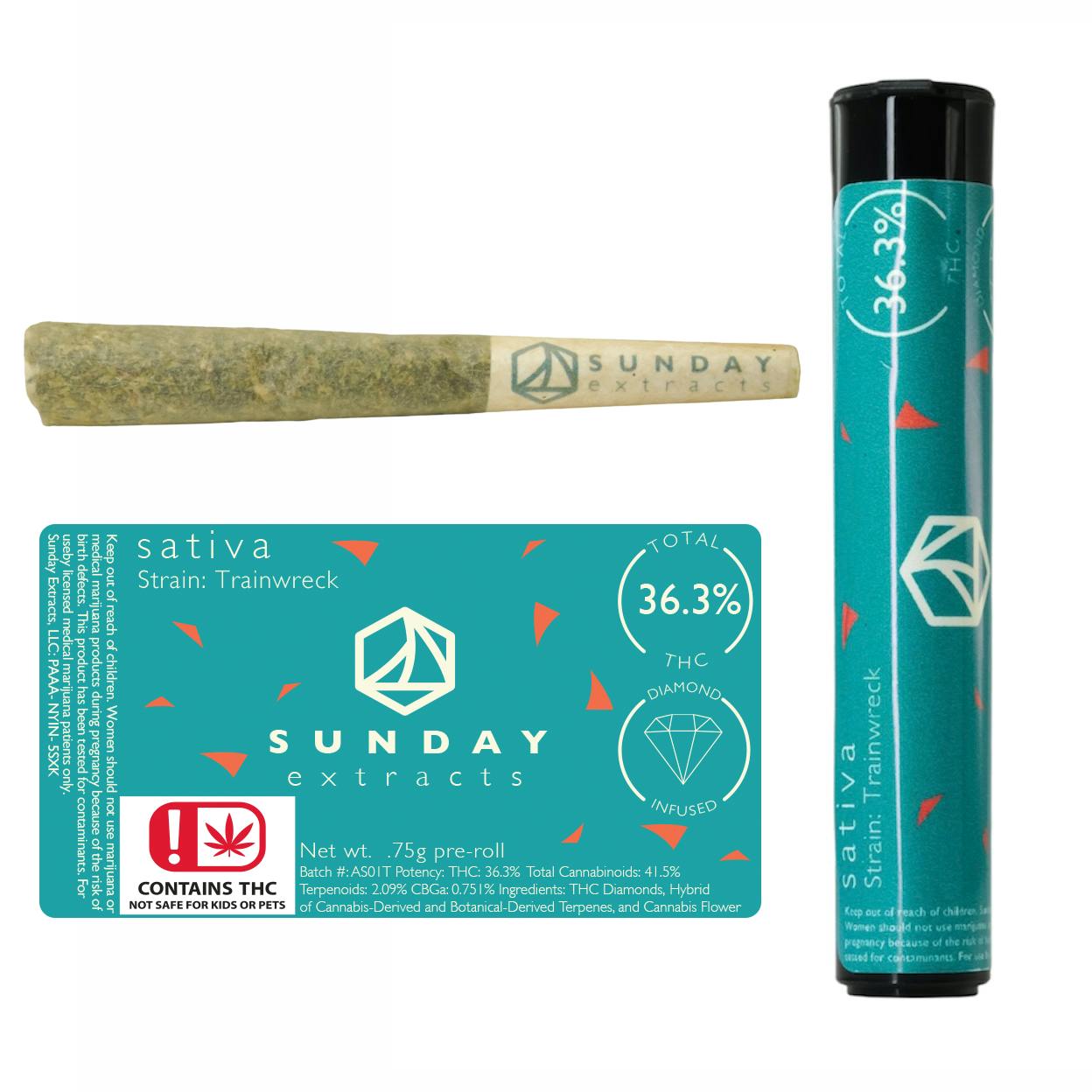 Sunday Trainwreck Diamond Infused Preroll