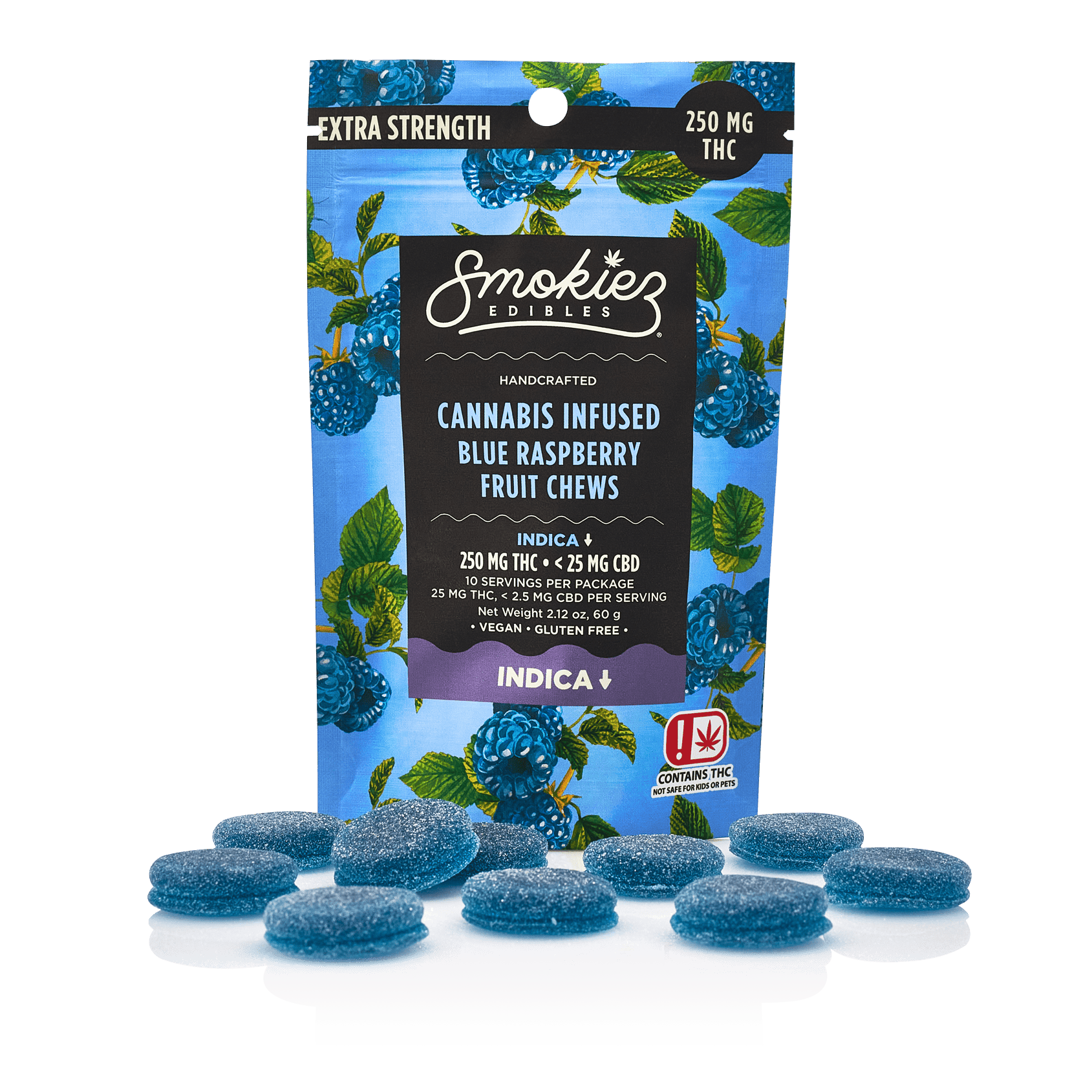 Smokiez Sweet Blue Raspberry Indica Gummies