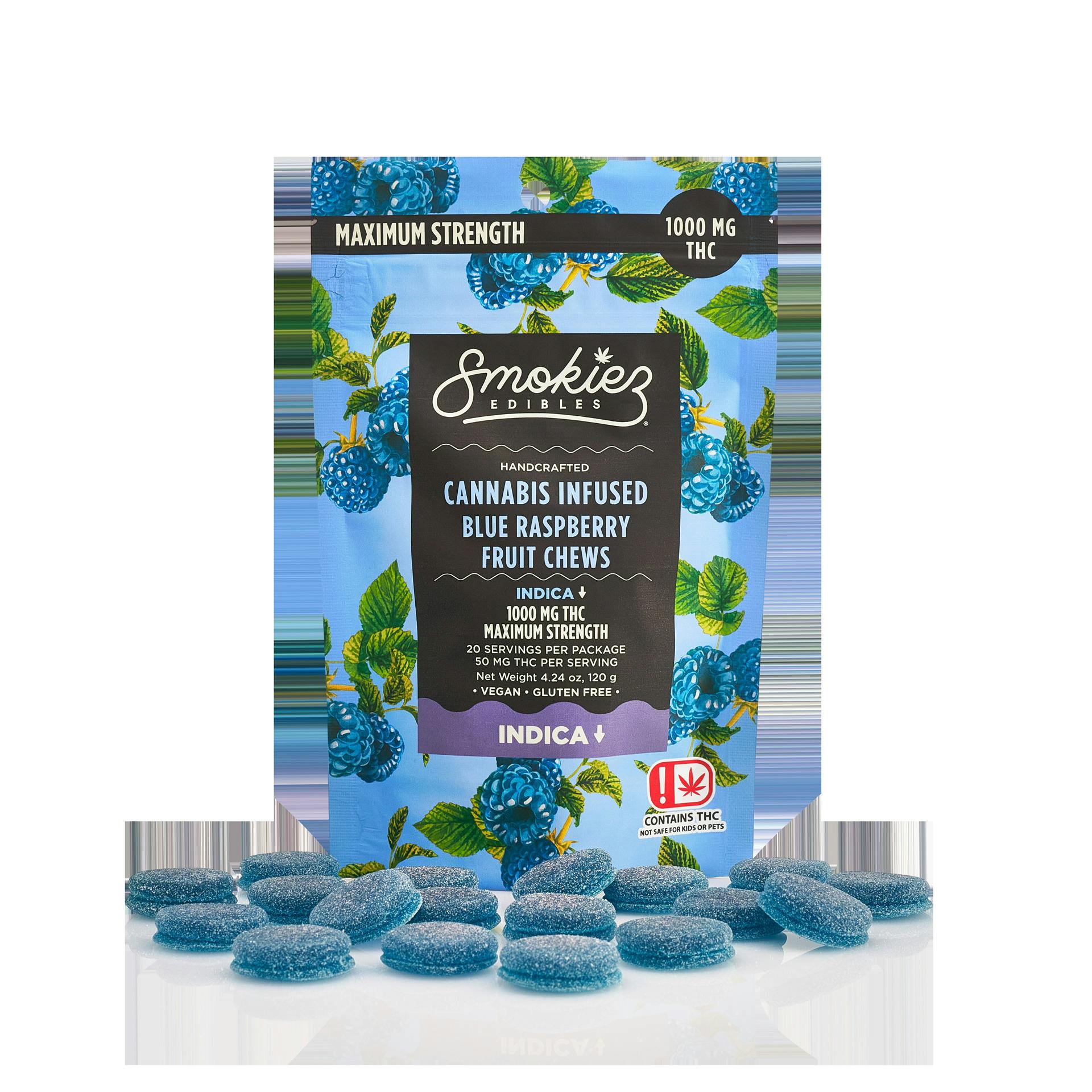 Smokiez Sweet Blue Raspberry Indica Gummies