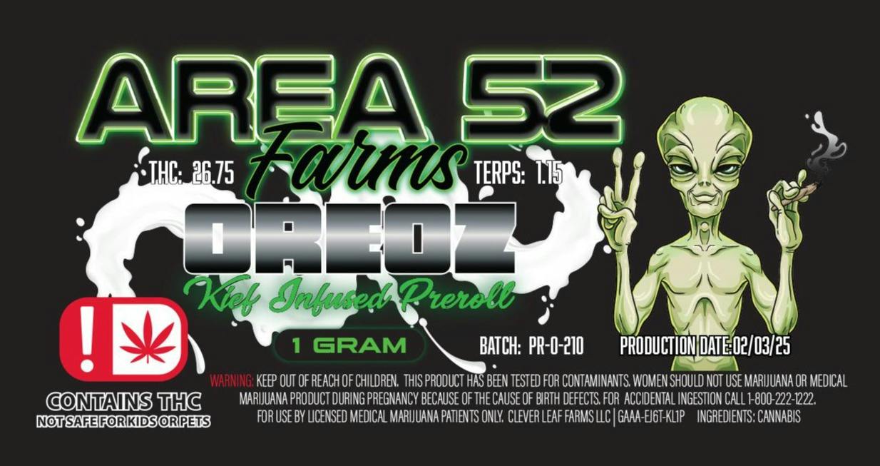 Area 52 Oreoz Kief Infused Preroll