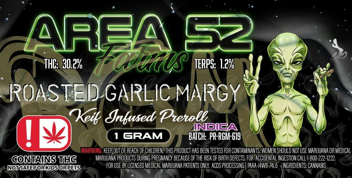 Area 52 Roasted Garlic Margarita Kief Infused Preroll