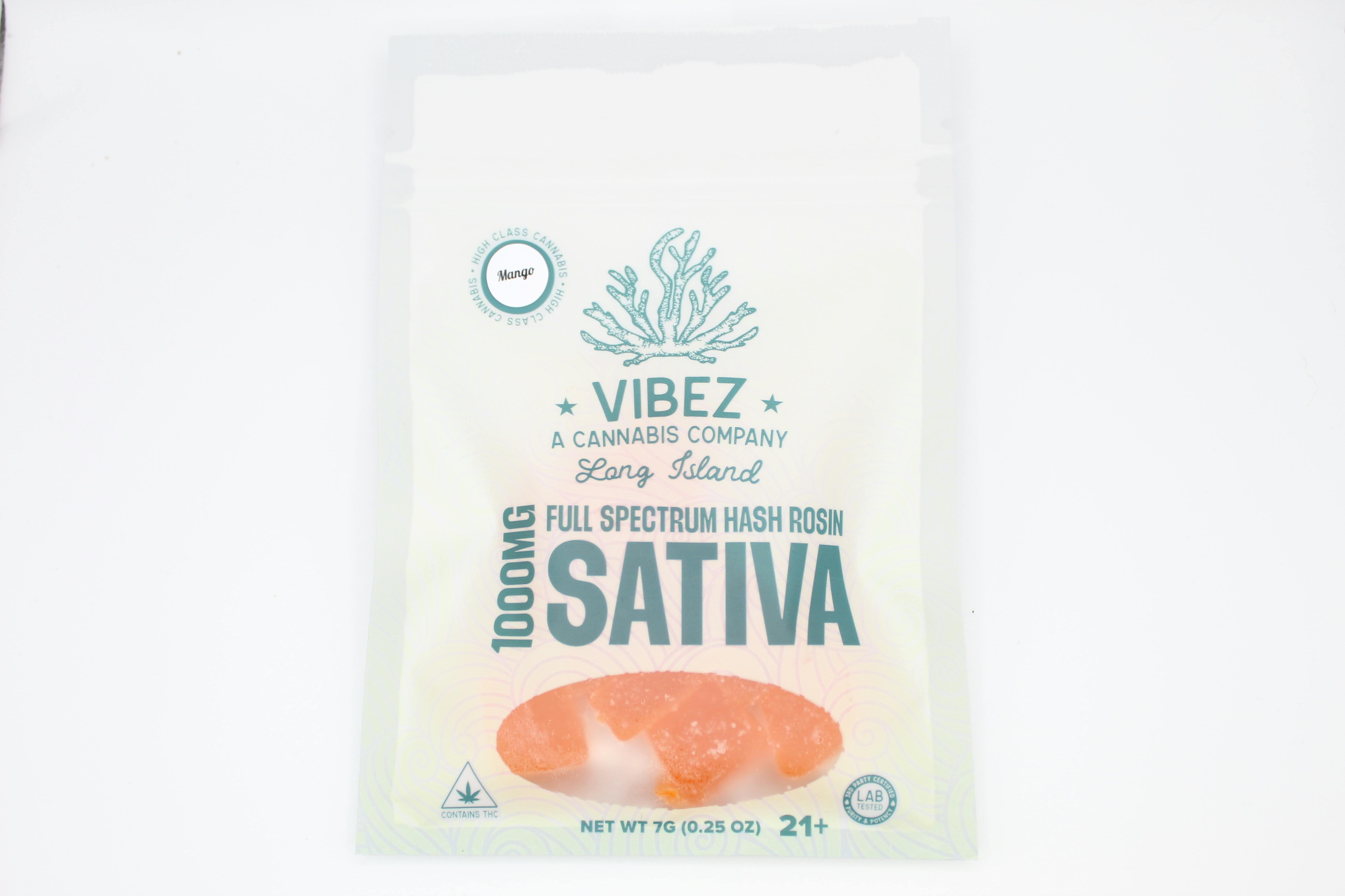 VIBEZ | Mango | 1000mg | Full Spectrum Hash Rosin | SATIVA Gummies | 10ct
