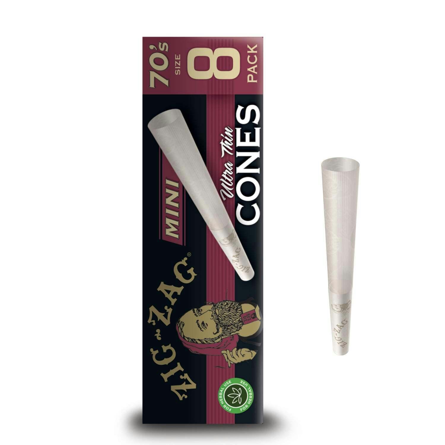 Ultra Thin Mini Cones - 70mm [8pk] | Zig-Zag - Pre-Rolled Cones
