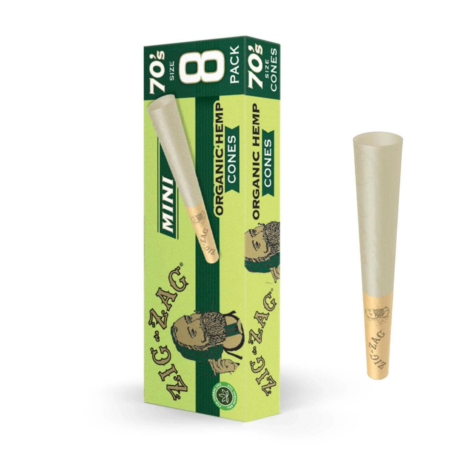 Organic Hemp Mini Cones - 70mm [8pk] | Zig-Zag - Pre-Rolled Cones