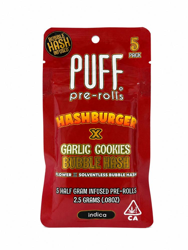 Hashburger x GMO Bubble Hash - Indica - 14 Pack [7g] | PUFF - Infused Indica pre roll pack