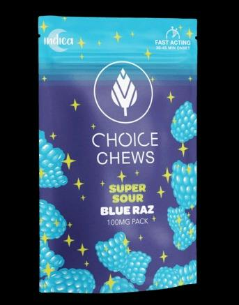 Choice Chews Super Sour Blue Razz 100mg (Indica)(REC)