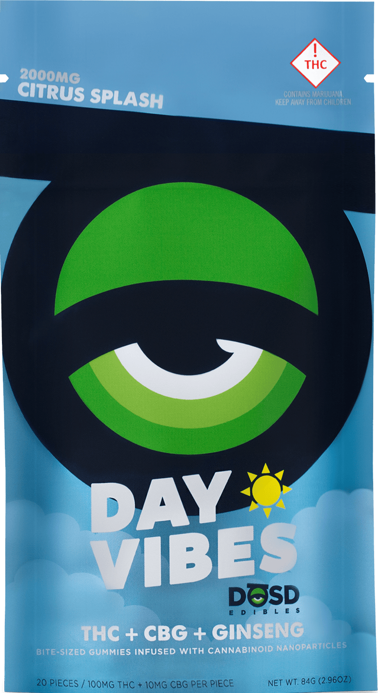 Day Vibes Citrus Splash (S) - (10:1 THC:CBG) + Ginseng - 2000mgTHC:200mg CBG - Nano Bites - DOSD