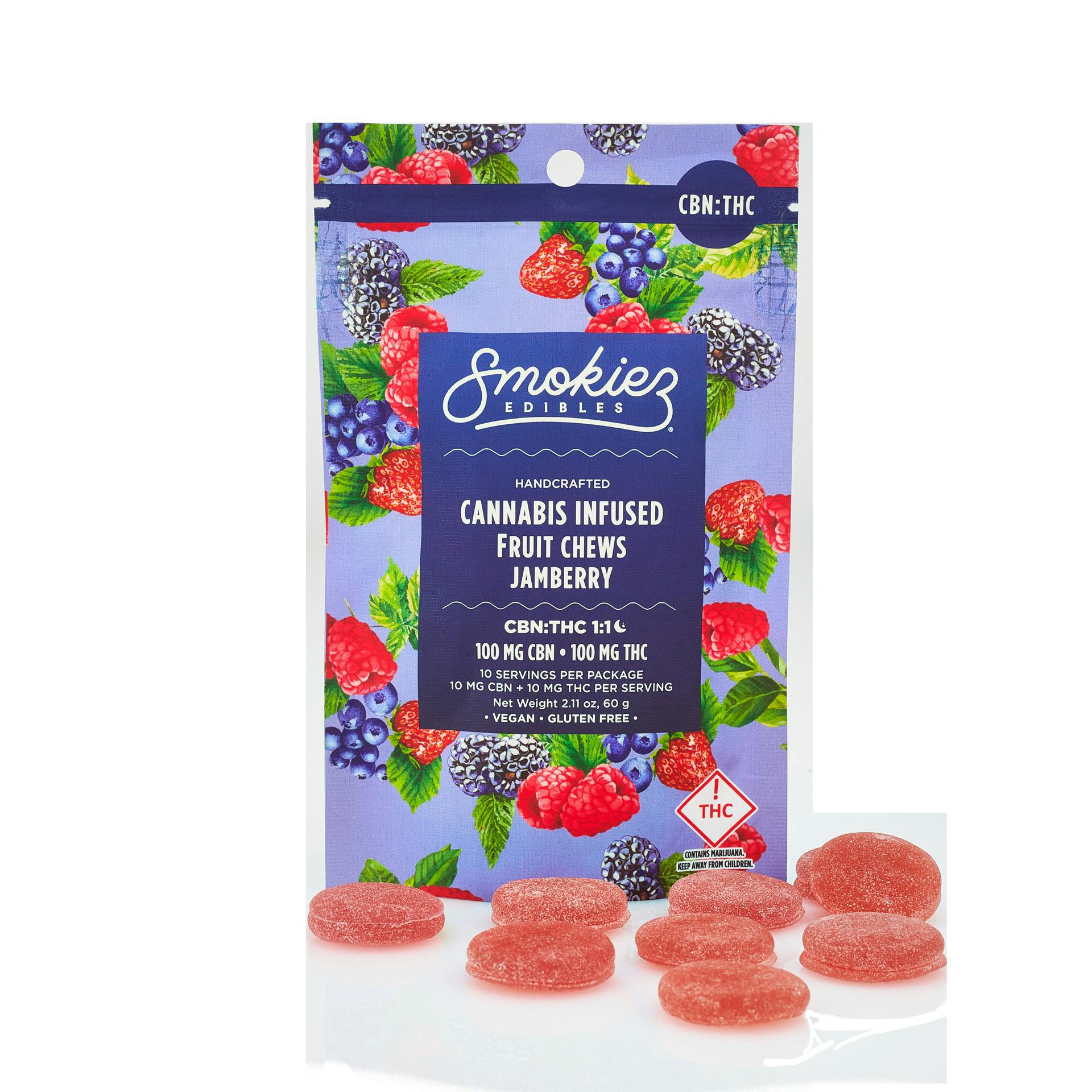 REC - Smokiez Blended Fruit Chews - Jamberry 1:1 (100mg THC/100mg CBN)
