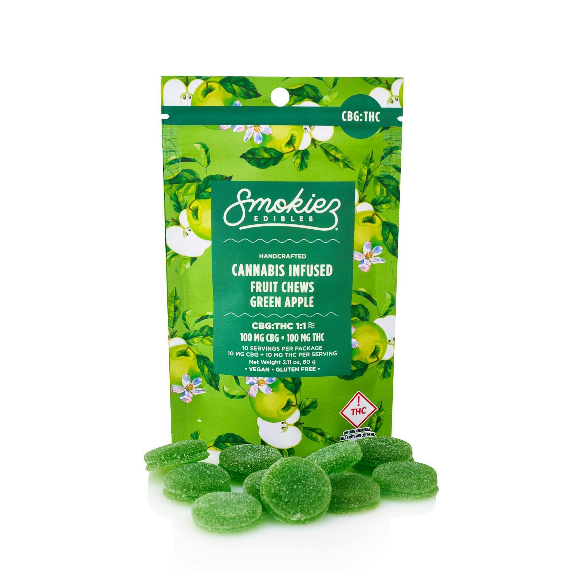 REC - Smokiez Blended Fruit Chews - Green Apple 1:1 (100mg THC/100mg CBG)