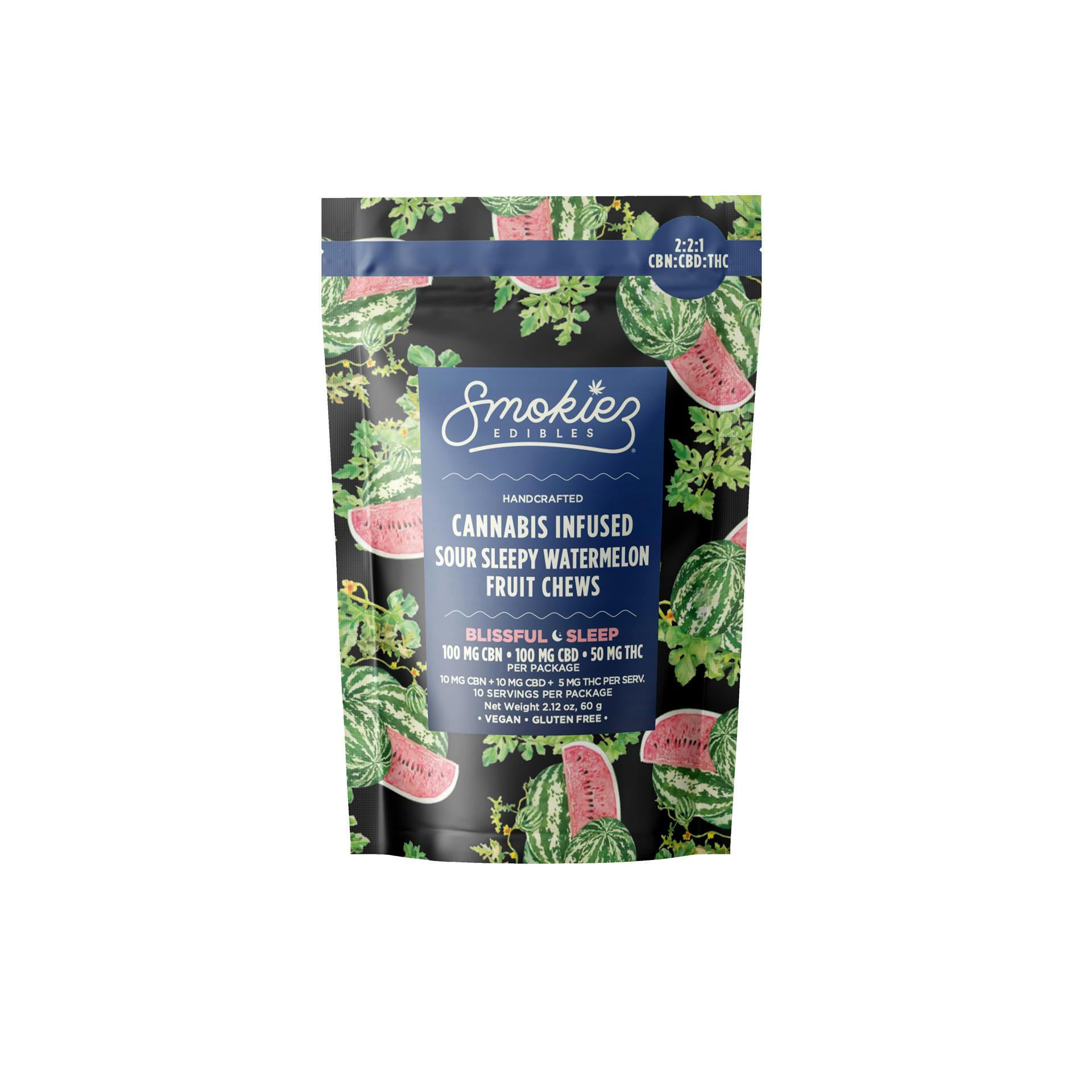 REC - Smokiez Blended Fruit Chews - Sour Watermelon 2:2:1 (100mg CBN/100mg CBD/50THC)