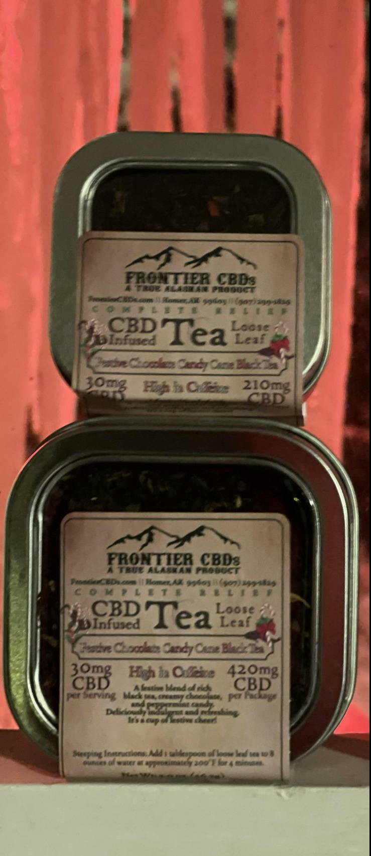 Festive Chocolate Candy Cane Black Tea 420mg CBD