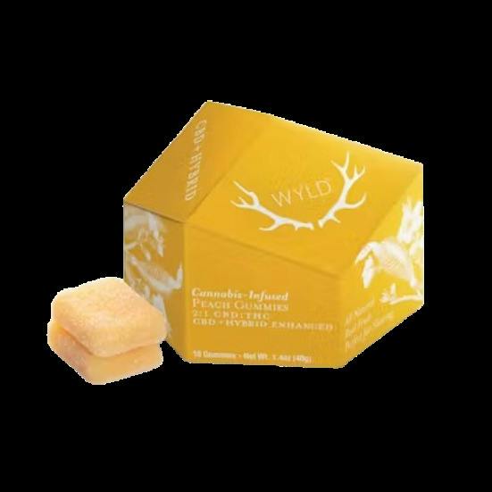 100mg Peach 1:2 CBD:THC Hybrid Gummies - Wyld