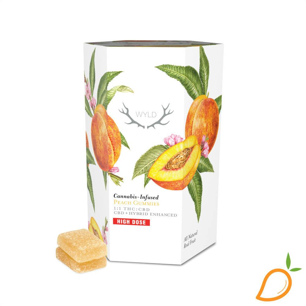 1000mg 1:1 THC/CBD Peach Hybrid Gummies WYLD