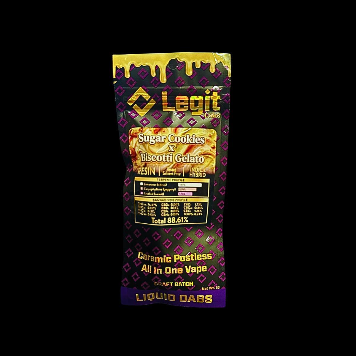Legit Labs 1g Resin Disposable | Sugar Cookie x Biscotti Gelato