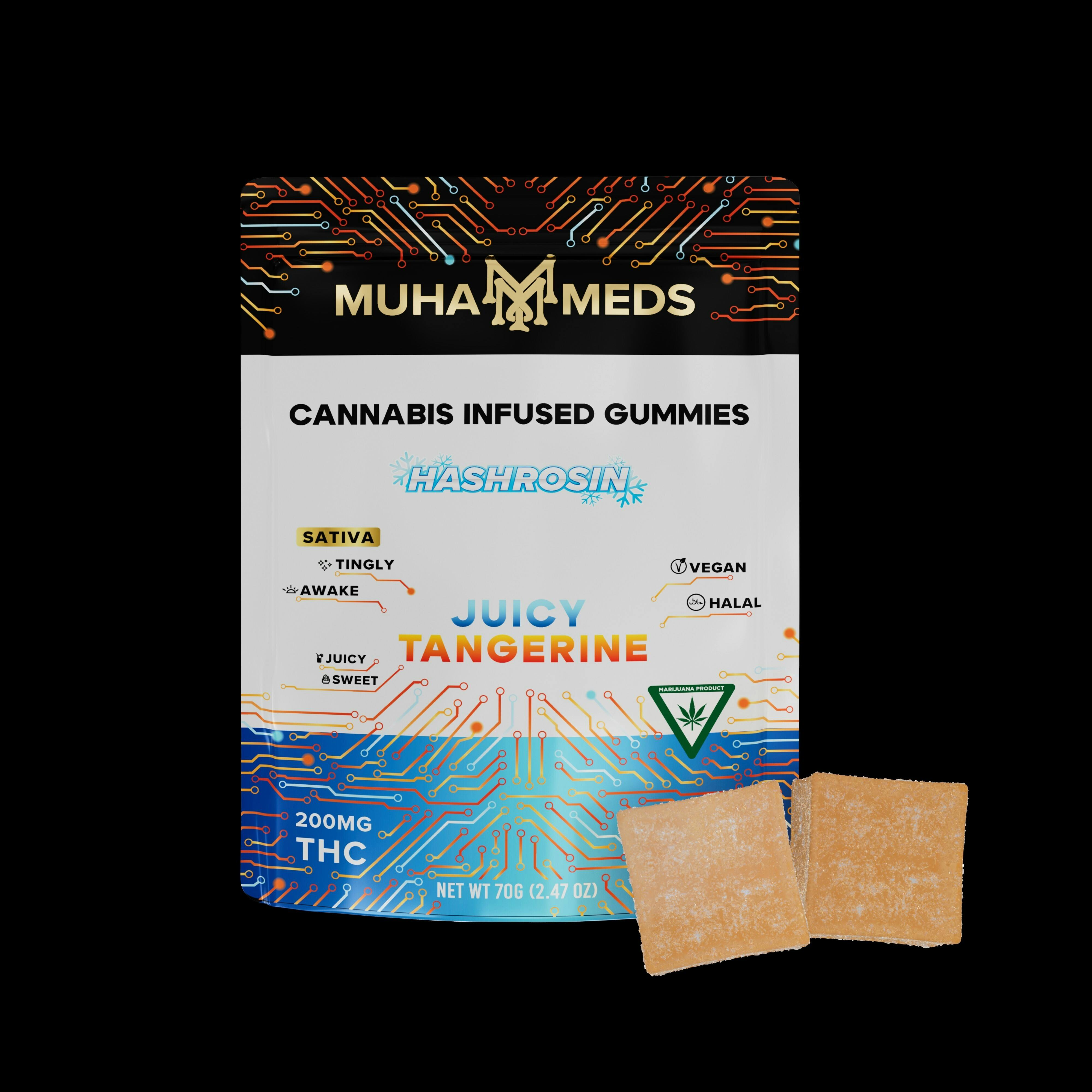 Muha Meds 200mg Hash Rosin Gummies | Juicy Tangerine