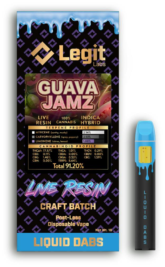 Legit Labs 1g Live Resin Disposable | Guava Jamz