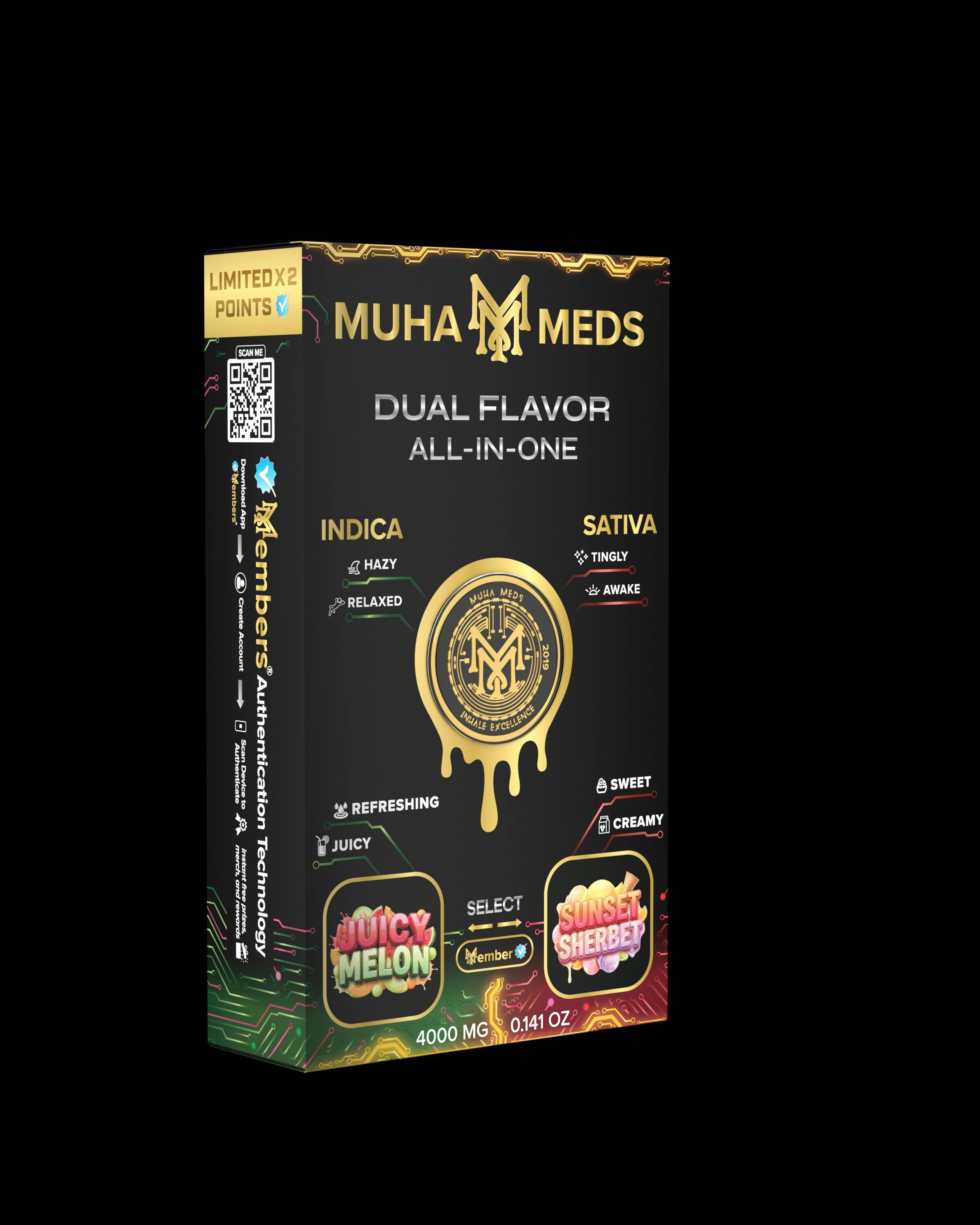 Muha Meds 4g Dual Disposable | Juicy Melon | Sunset Sherbet