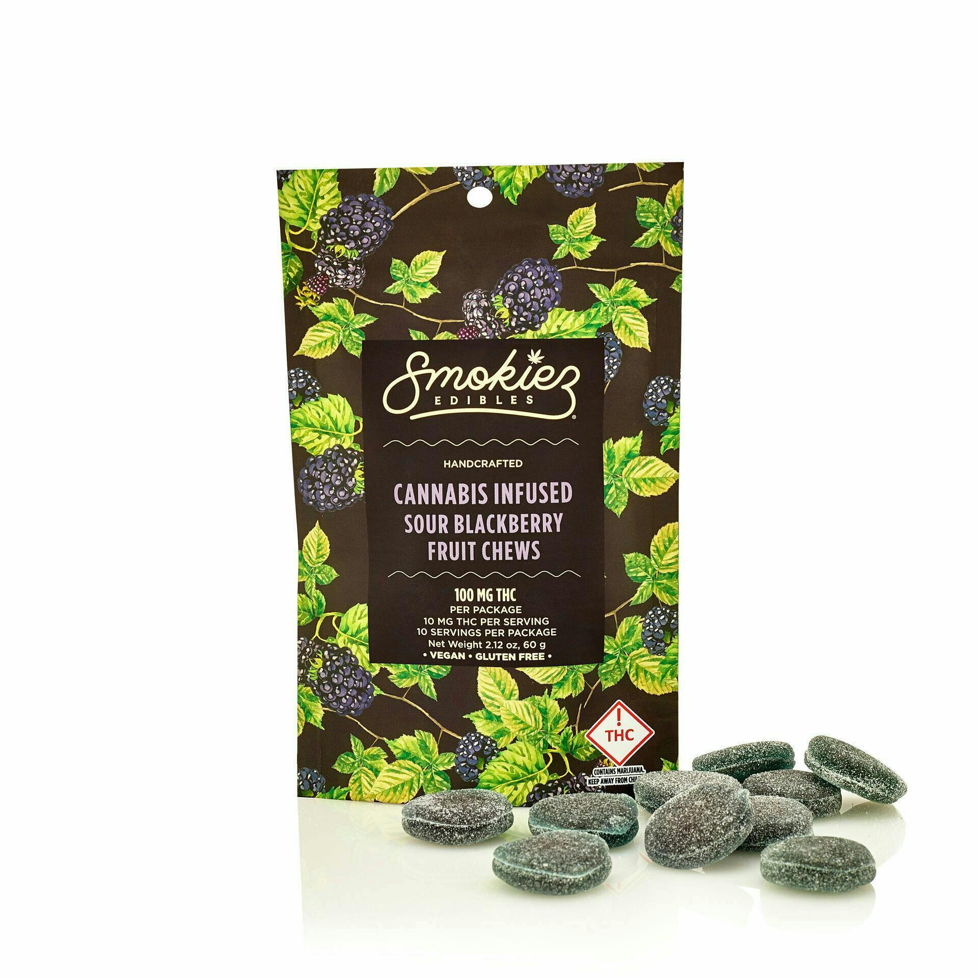 Smokiez- Sour Blackberry (I) 100mg Fruit Chews