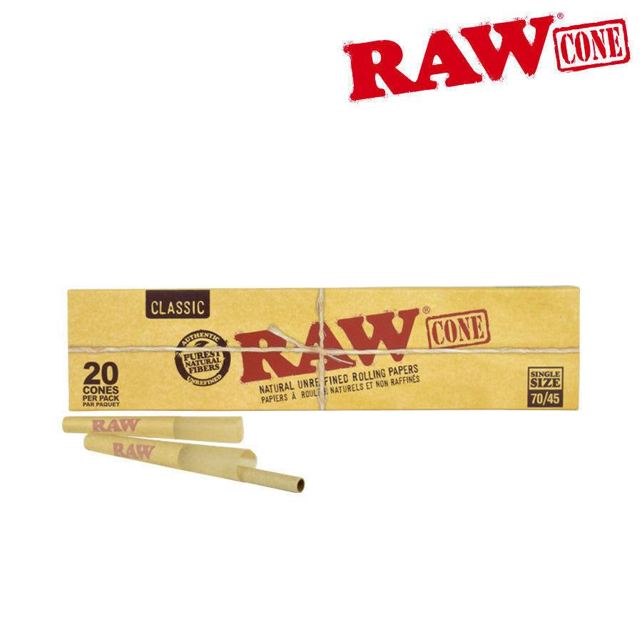 RAW CLASSIC NATURAL UNREFINED PRE-ROLLED CONES 70/45mm