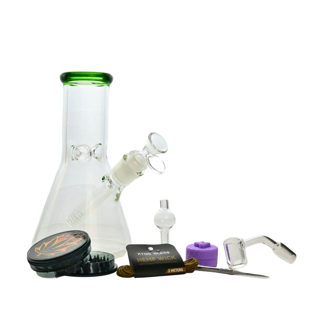 8 Colored Rim Glass Bong 9-in-1 Dab Kit (#3)