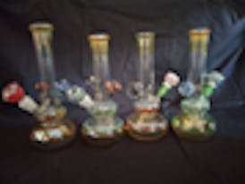 10" CUSTOM DOUBLE BUBBLE BONG WITH MARBLE OR MUSHROOM
