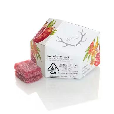 Pomegranate 1:1 THC:CBD Hybrid Enhanced Gummies | 100mg | 10ct | 10mg/ea