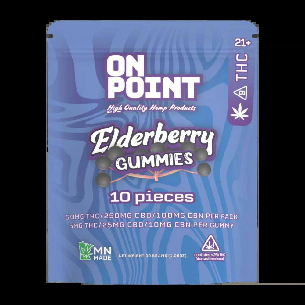 On Point - Gummies - 50mg THC + 250mg CBD + 100mg CBD - Elderberry