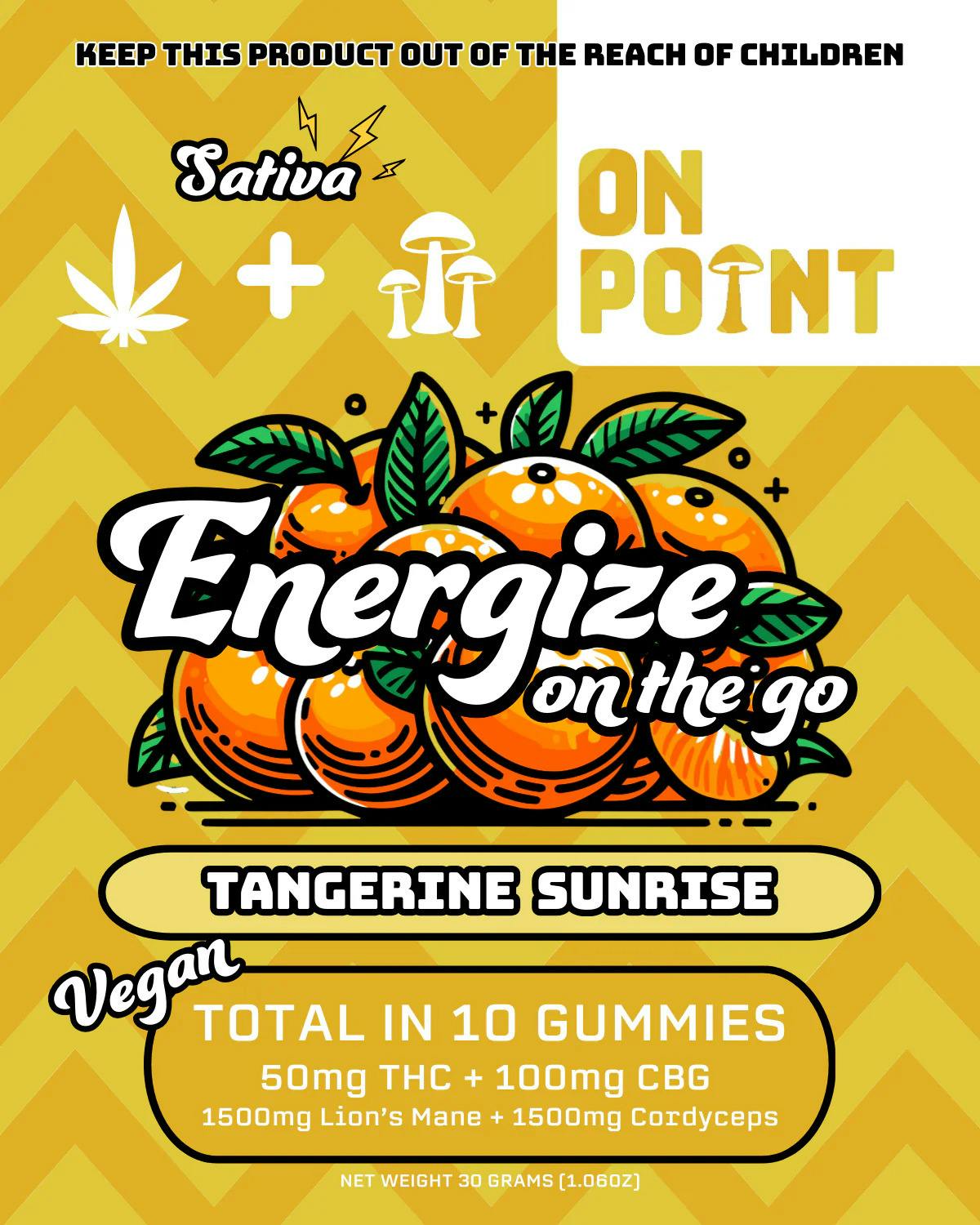 On Point - Gummies - 50mg THC + 100mg CBG - Energize - Tangerine Sunrise