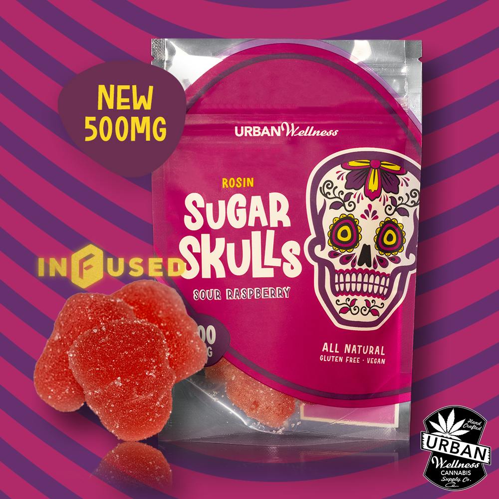 Rosin Sugar Skull - Sour Raspberry (500mg) | Urban Wellness - Gummies